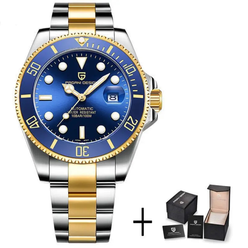 KPR Bigscale 100M Ghost Mechanical Dive Watch - Gold Blue / Czech Republic / Seiko NH35 Movement