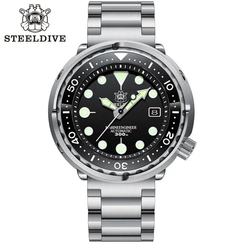 KPR Black Drum Sapphire Glass Dive Watch - 75-03L Black-logo / China