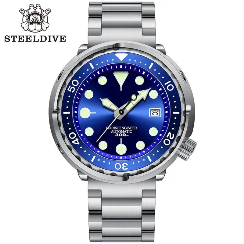 KPR Black Drum Sapphire Glass Dive Watch - 75-03L Blue No Logo / China