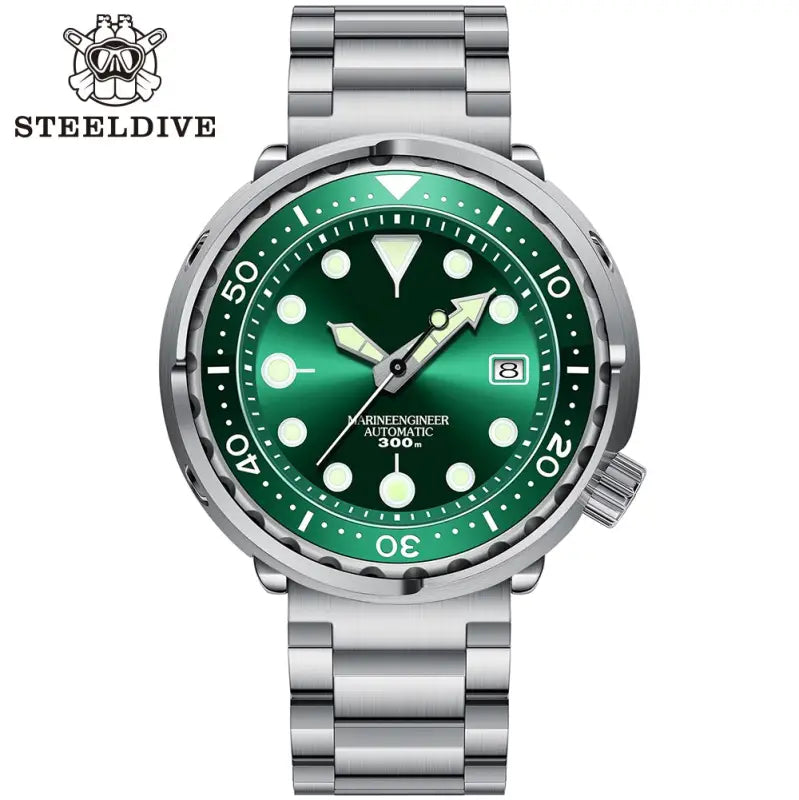 KPR Black Drum Sapphire Glass Dive Watch - 75-03L Green No Logo / China