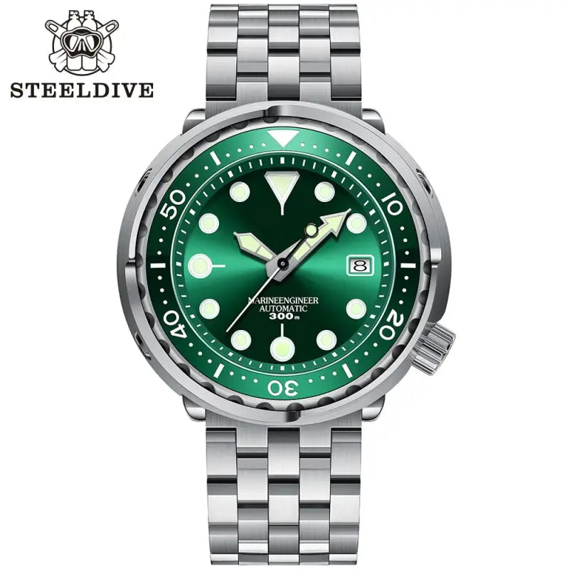 KPR Black Drum Sapphire Glass Dive Watch - 75-05L Green No Logo / China