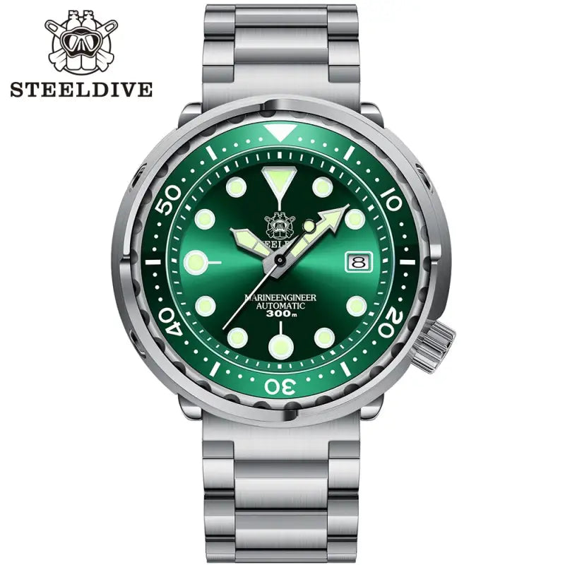 KPR Black Drum Sapphire Glass Dive Watch - 75GR-03L Green-logo / China