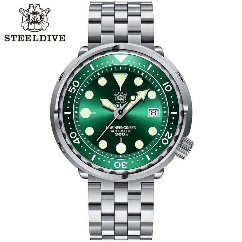 KPR Black Drum Sapphire Glass Dive Watch - 75GR-05L Green-logo / China