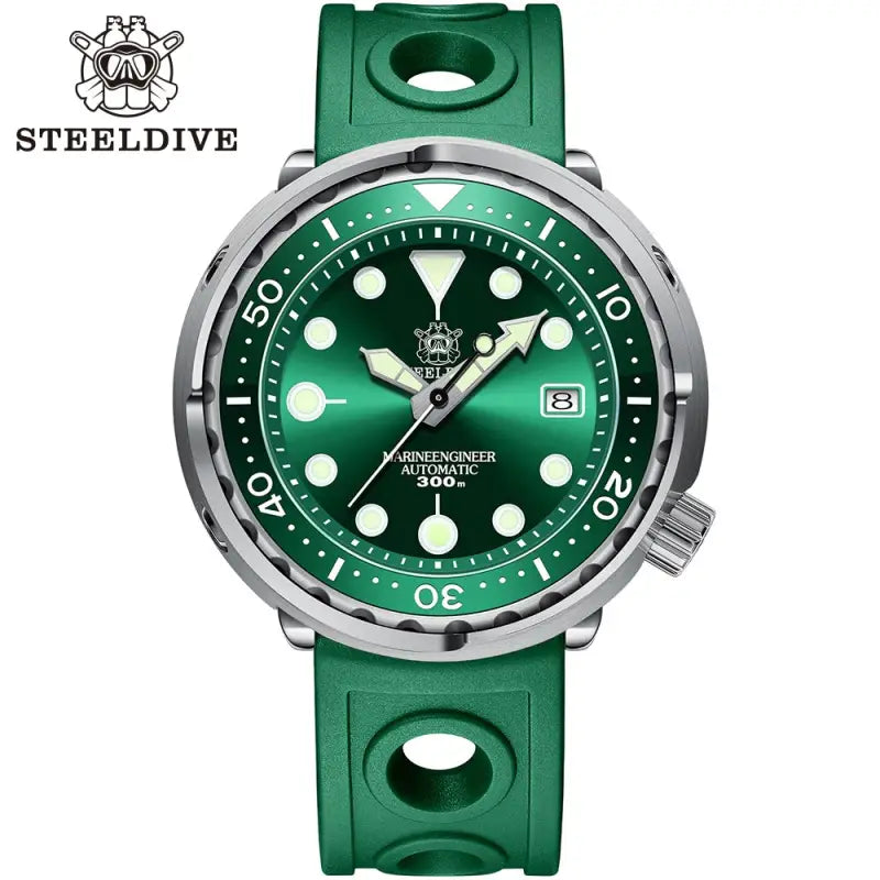 KPR Black Drum Sapphire Glass Dive Watch - 75GR Green-logo / China