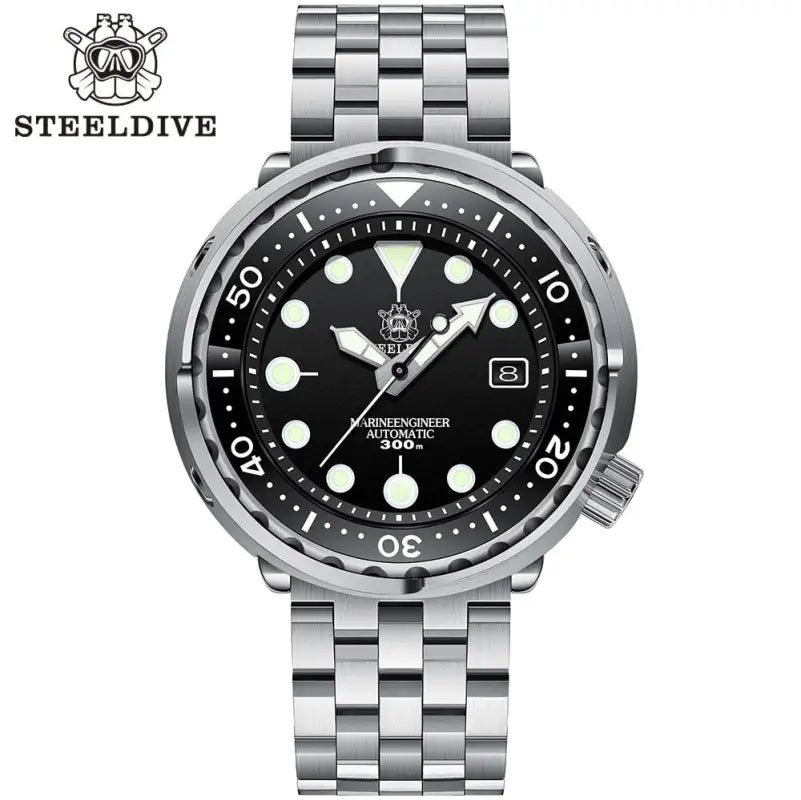 KPR Black Drum Sapphire Glass Dive Watch - 75HH-05L Black-logo / China