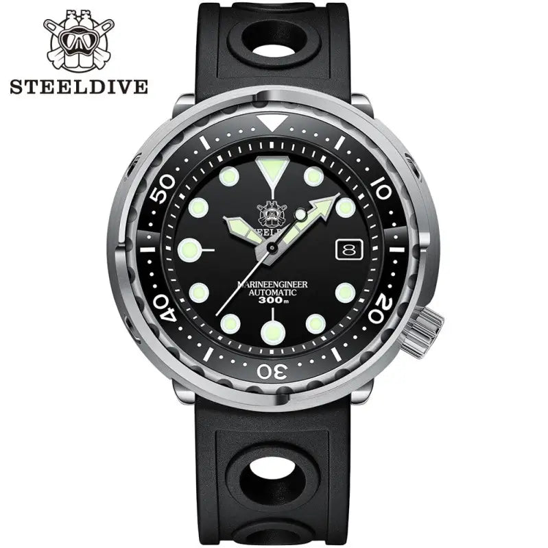 KPR Black Drum Sapphire Glass Dive Watch - 75HR Black-logo / China