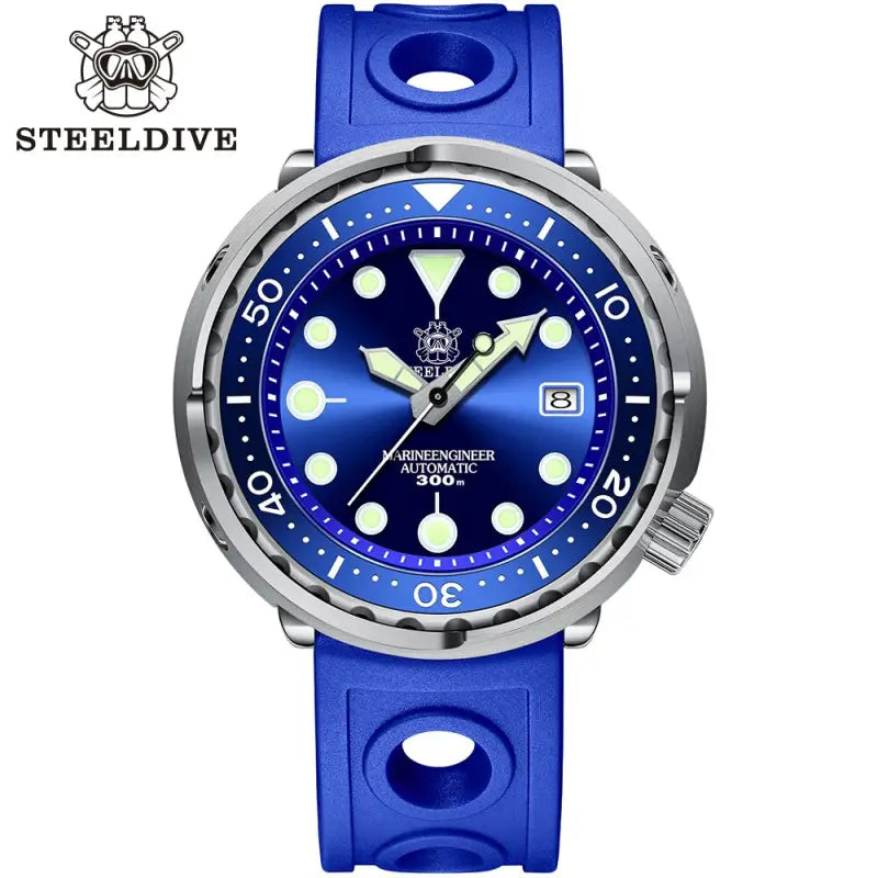 KPR Black Drum Sapphire Glass Dive Watch - 75LR Blue-logo / China