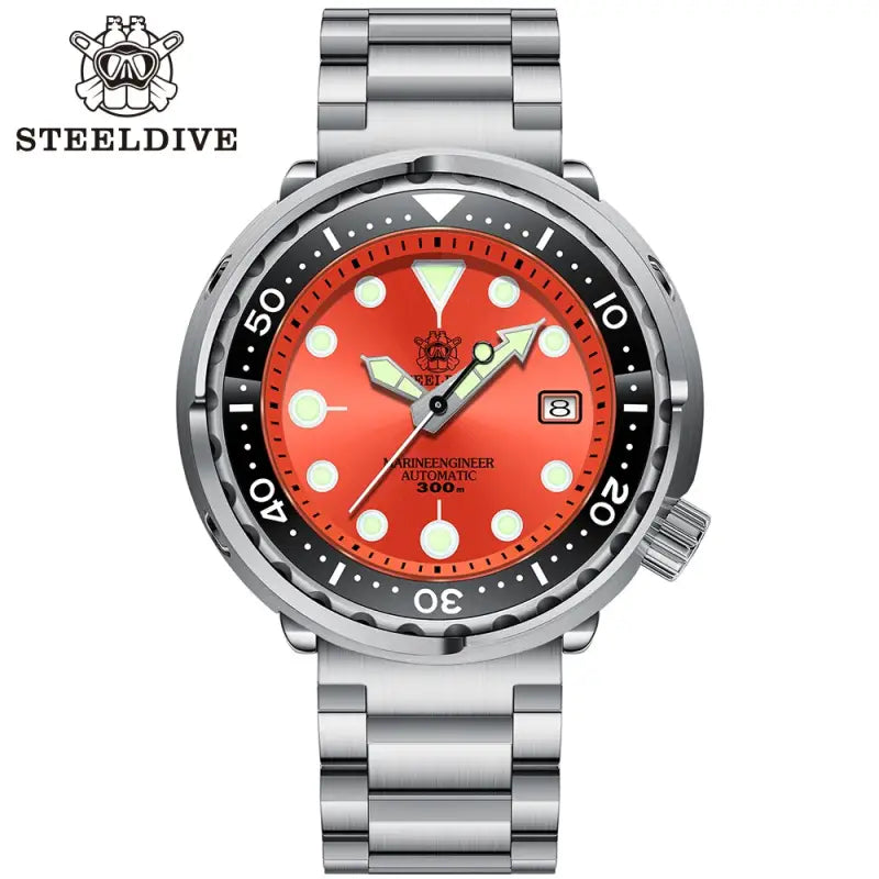 KPR Black Drum Sapphire Glass Dive Watch - 75OR-03L Orange-logo / China