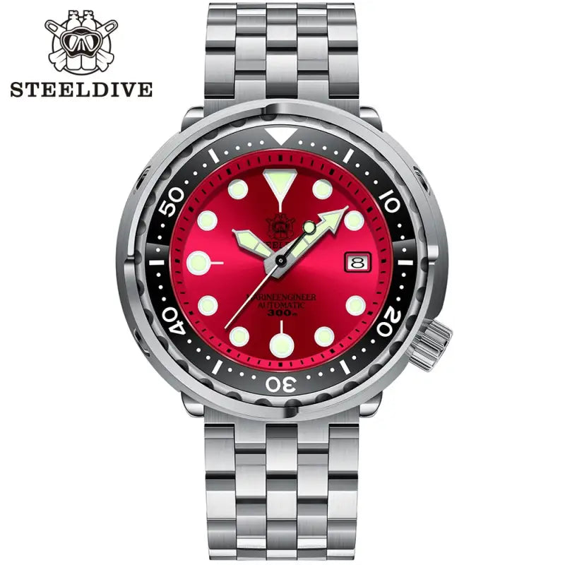 KPR Black Drum Sapphire Glass Dive Watch - 75RE-05L Red-logo / China