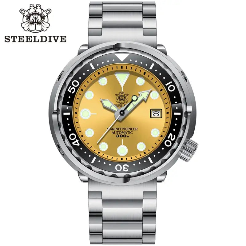 KPR Black Drum Sapphire Glass Dive Watch - 75YL-03L Yellow-logo / China