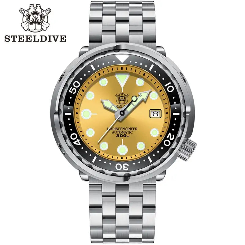 KPR Black Drum Sapphire Glass Dive Watch - 75YL-05L Yellow-logo / China