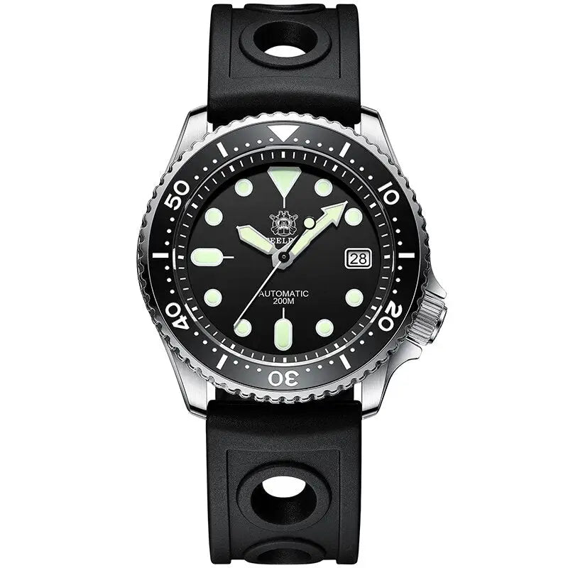 KPR Blenny 200M Perpetual Dive Watch - C-B-Logo-Sili-Black