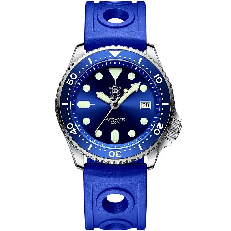 KPR Blenny 200M Perpetual Dive Watch - C-BL-Logo-Sili-Blue