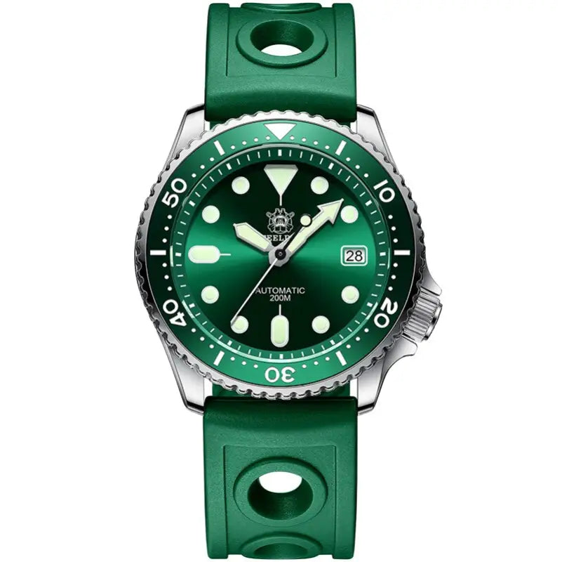 KPR Blenny 200M Perpetual Dive Watch - C-G-Logo-Sili-green