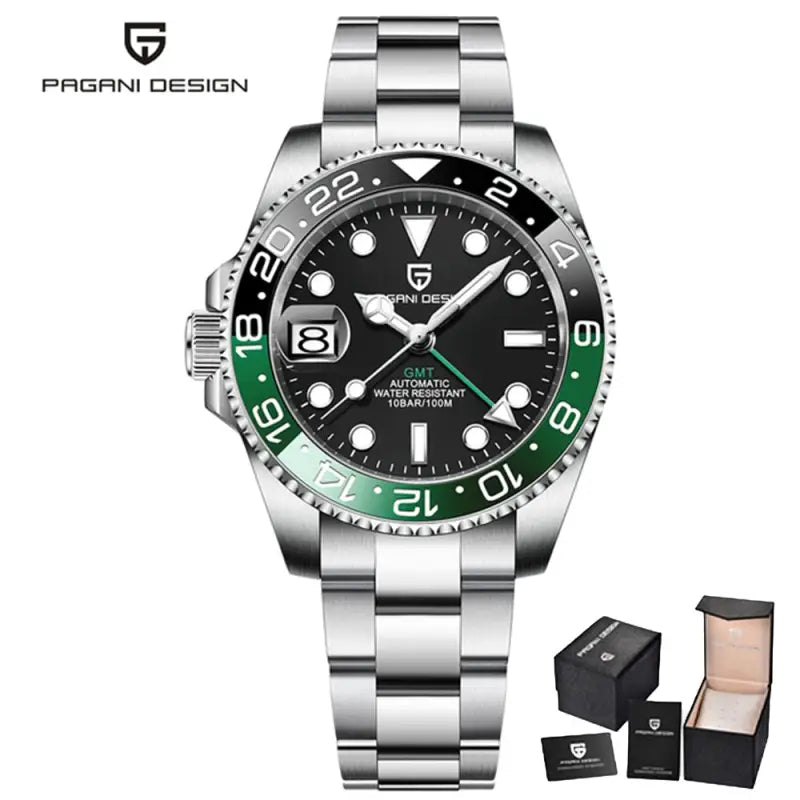 KPR Catfish 100M 40MM Automatic Japanese Movement Watch - Black green / Czech Republic