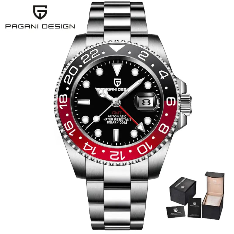 KPR Catfish 100M 40MM Automatic Japanese Movement Watch - Black red / Czech Republic