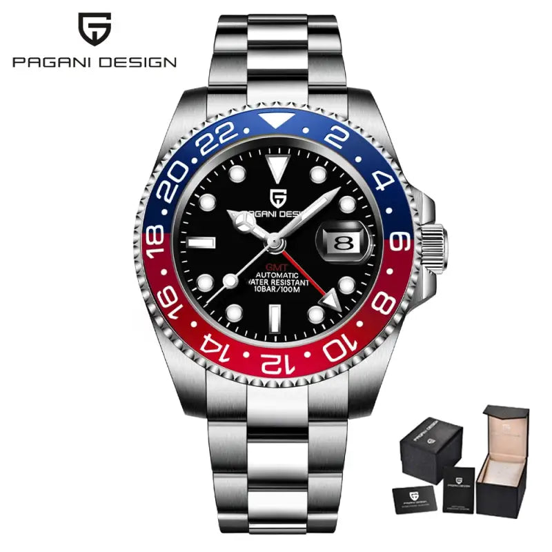 KPR Catfish 100M 40MM Automatic Japanese Movement Watch - Blue red / Czech Republic