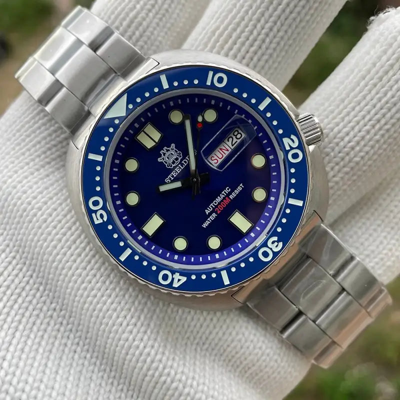 KPR Gar 45MM Automatic Week Display Dive Watch - 72BL-SS Blue / China