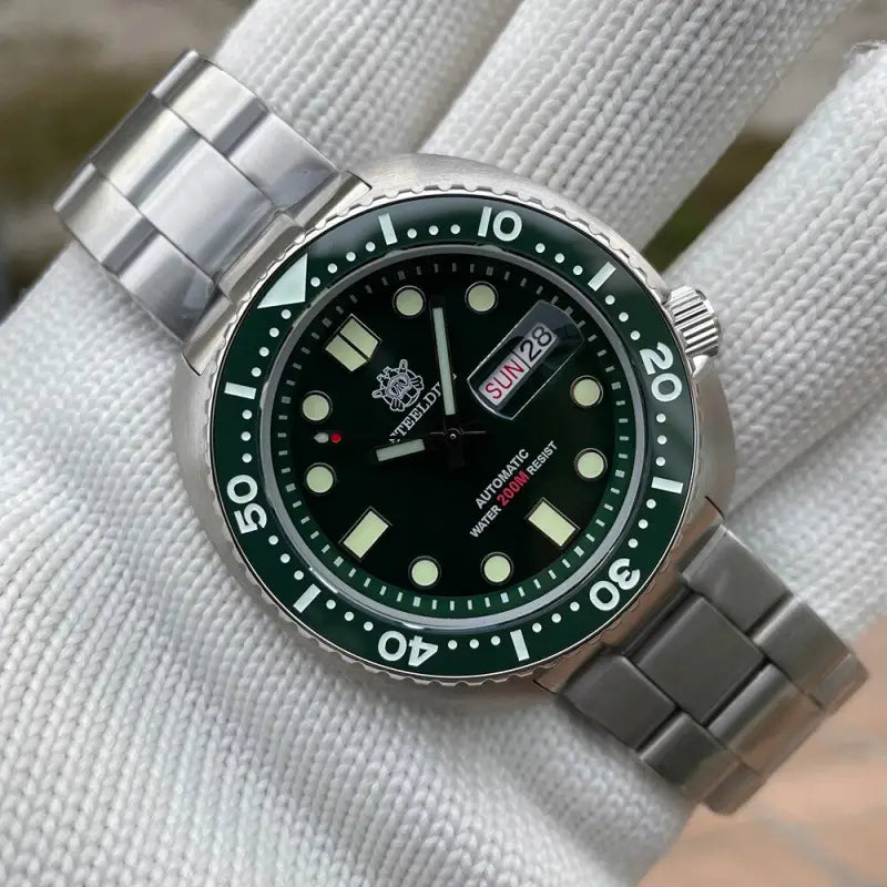 KPR Gar 45MM Automatic Week Display Dive Watch - 72GR-SS Green / China