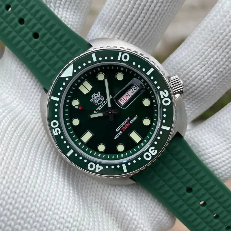 KPR Gar 45MM Automatic Week Display Dive Watch - 72GR-WF Green / China