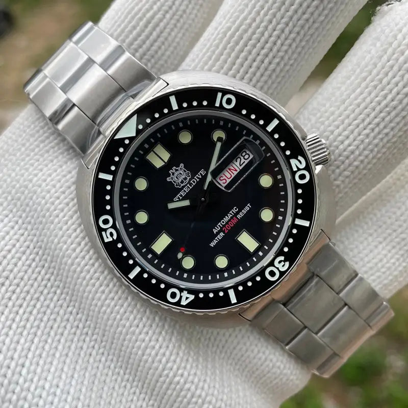 KPR Gar 45MM Automatic Week Display Dive Watch - 72HH-SS Black / China