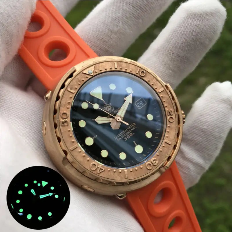 KPR Goby 300M Bronze Automatic Dive Watch - Green Luminous B