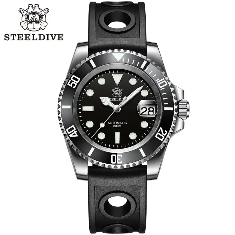 KPR Gurnard Sapphire Glass Dive Watch - 53HH-HR Black / Japan NH35