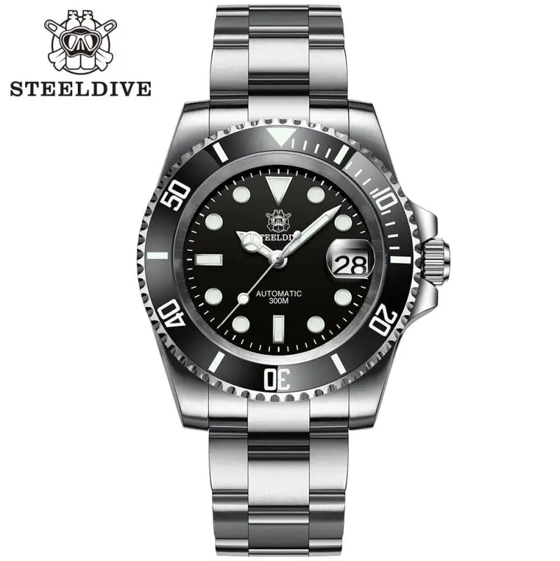 KPR Gurnard Sapphire Glass Dive Watch - 53HH-SS Black / Japan NH35