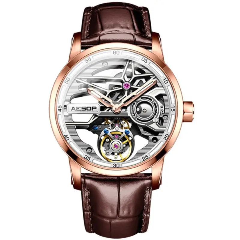 KPR Haute Fashion Skeleton Style Waterproof Automatic Watch - B-Rose gold