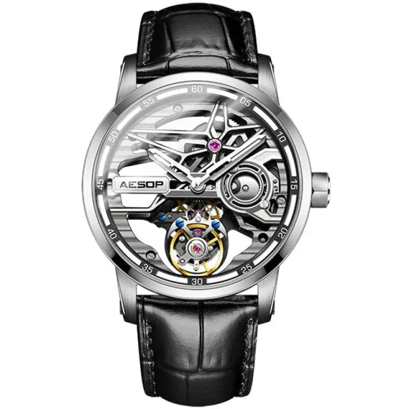 KPR Haute Fashion Skeleton Style Waterproof Automatic Watch - C-Silver