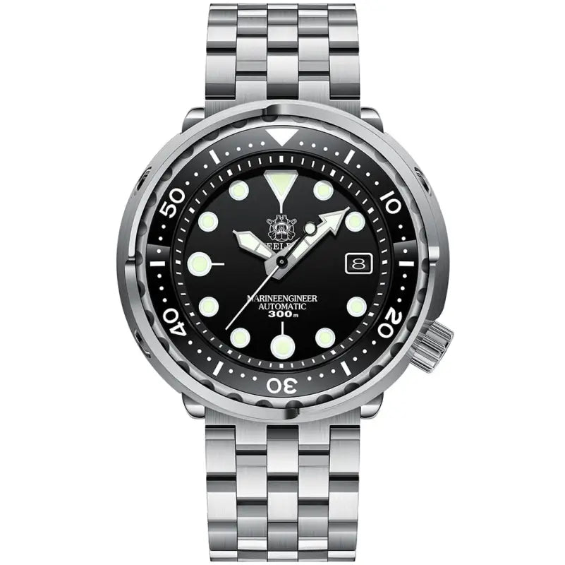 KPR Lamprey 300M 316L Steel Dive Watch - Black Steel 5 Logo