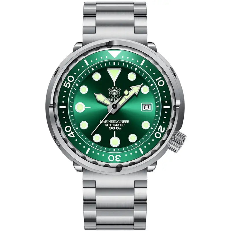 KPR Lamprey 300M 316L Steel Dive Watch - Green Steel 3 Logo