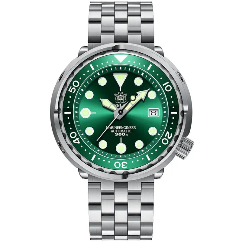 KPR Lamprey 300M 316L Steel Dive Watch - Green Steel 5 Logo