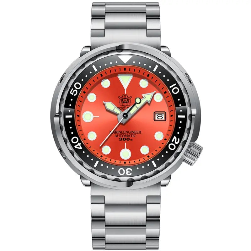 KPR Lamprey 300M 316L Steel Dive Watch - Orange Steel 3 Logo