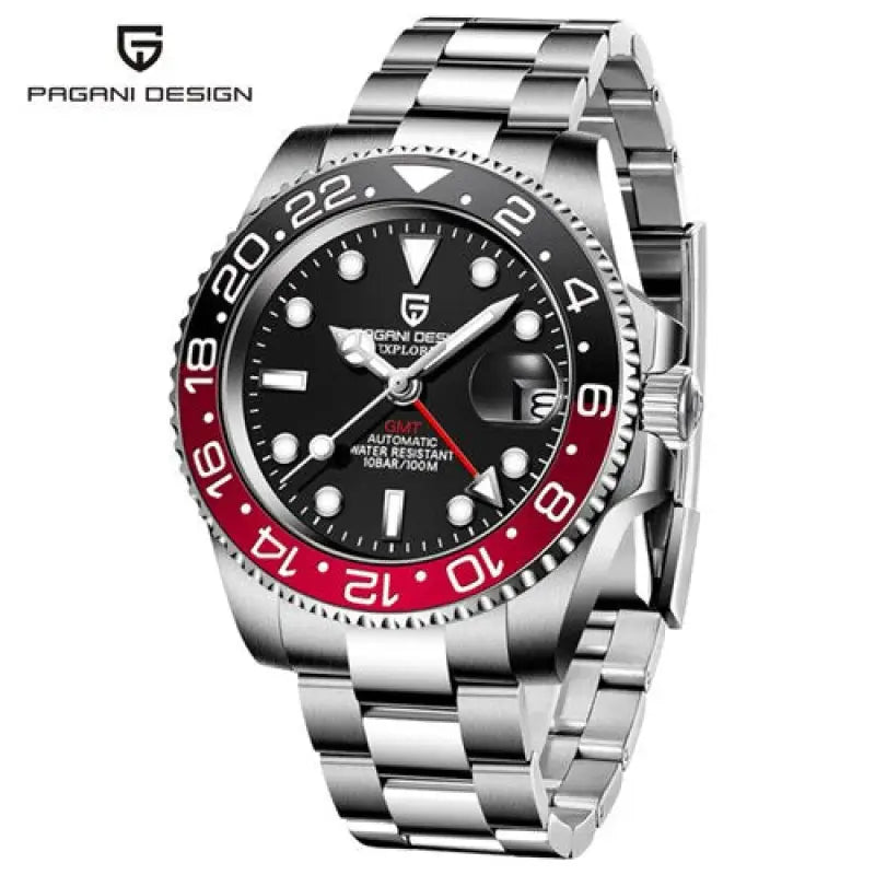 KPR Mahi Mahi Waterproof Automatic Mechanical Watch - black red / Czech Republic