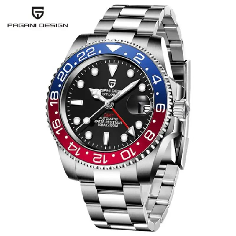 KPR Mahi Mahi Waterproof Automatic Mechanical Watch - blue red / Czech Republic