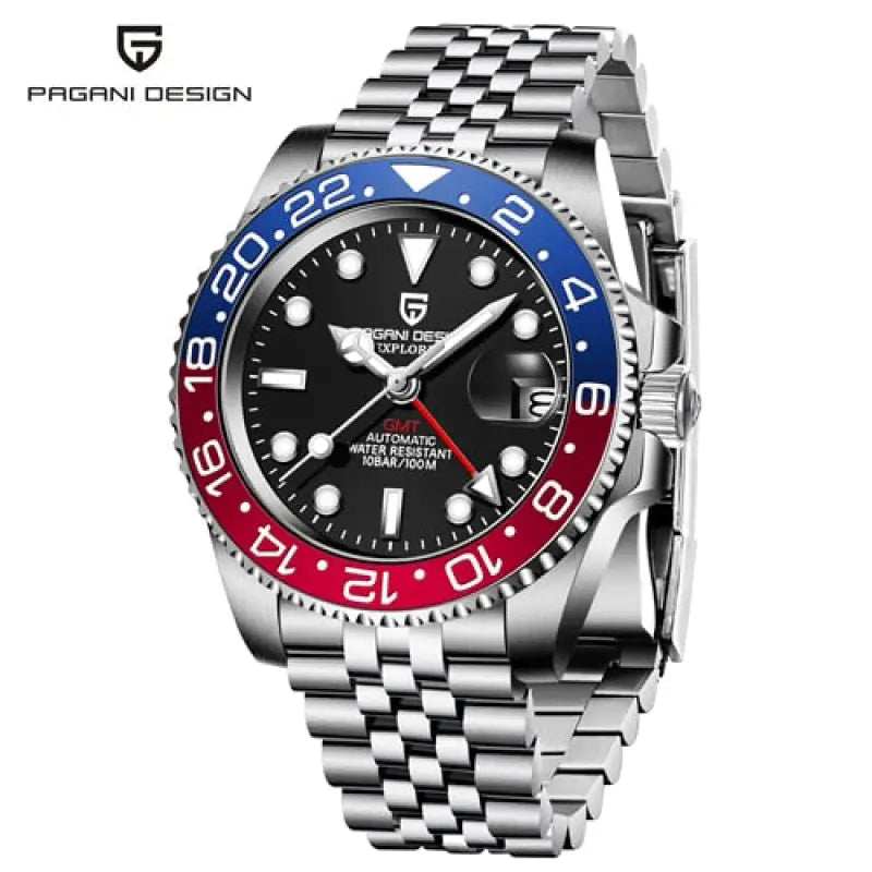 KPR Mahi Mahi Waterproof Automatic Mechanical Watch - Jubilee blue red / Czech Republic