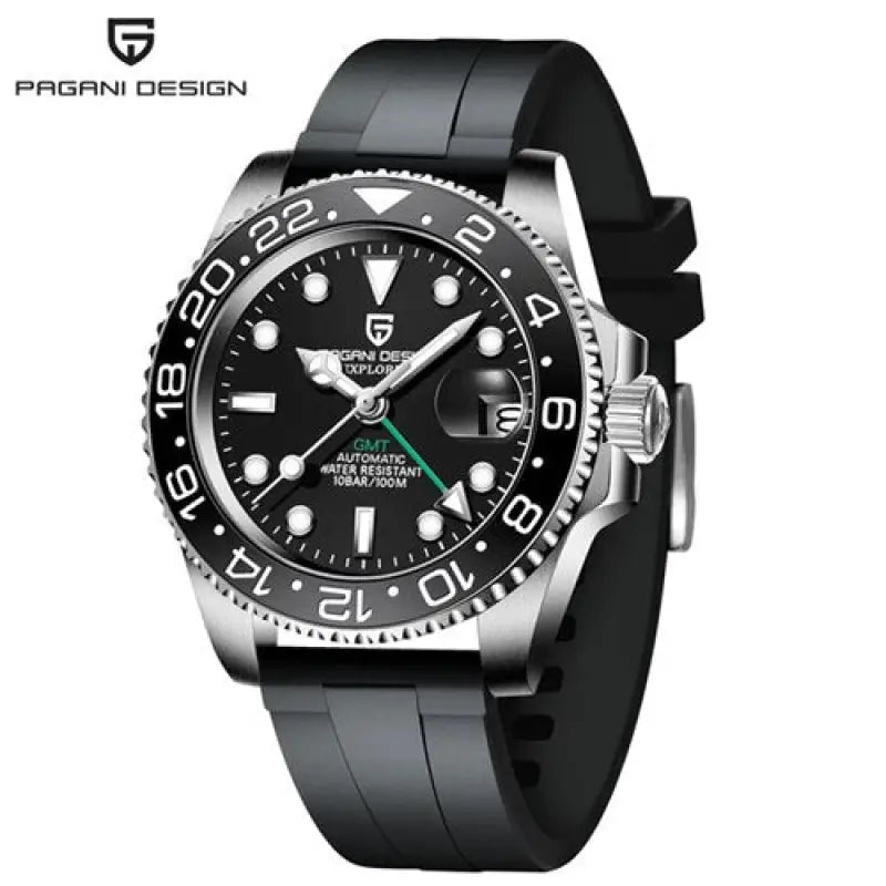 KPR Mahi Mahi Waterproof Automatic Mechanical Watch - Rubber full black / Czech Republic