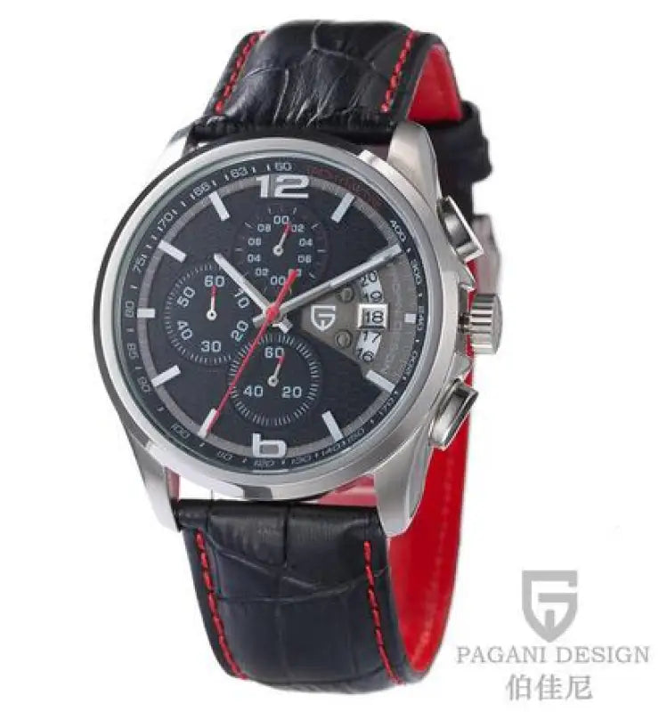 KPR Navigator’s Perpetual Chronograph Japanese Movement Watch - black red B