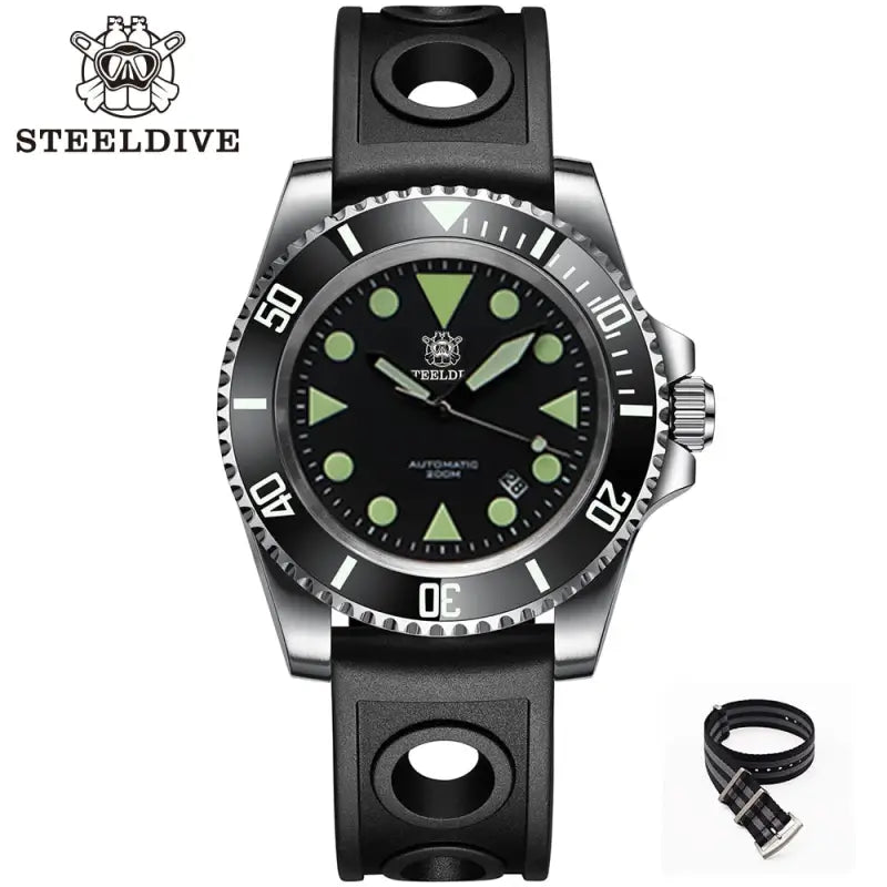 KPR Razorfish 1000M Oversize Dive Watch - Rubber Silver Black