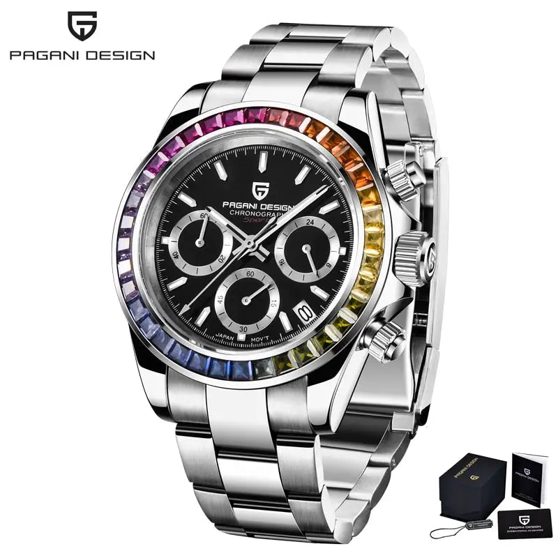 KPR Royal Elite AR Mechanical Waterproof Watch - Black rainbow circle / China / No