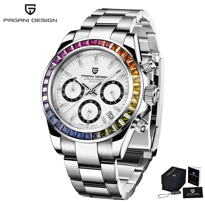 KPR Royal Elite AR Mechanical Waterproof Watch - White rainbow circle / China / No